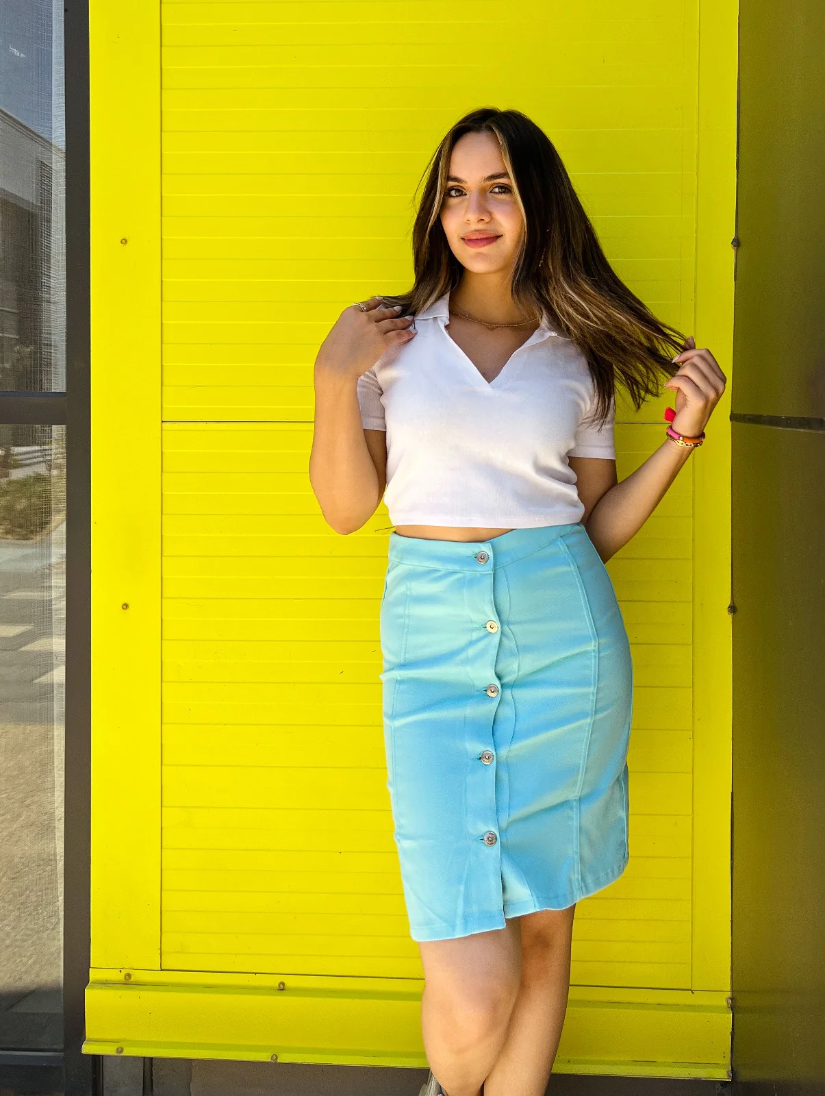 Gabardine Turquoise Skirt - Image 3