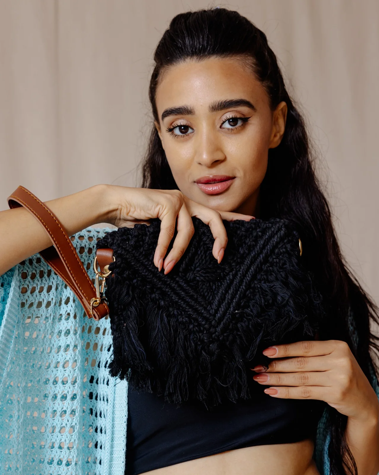 Gaia Macrame Clutch Black - Image 2