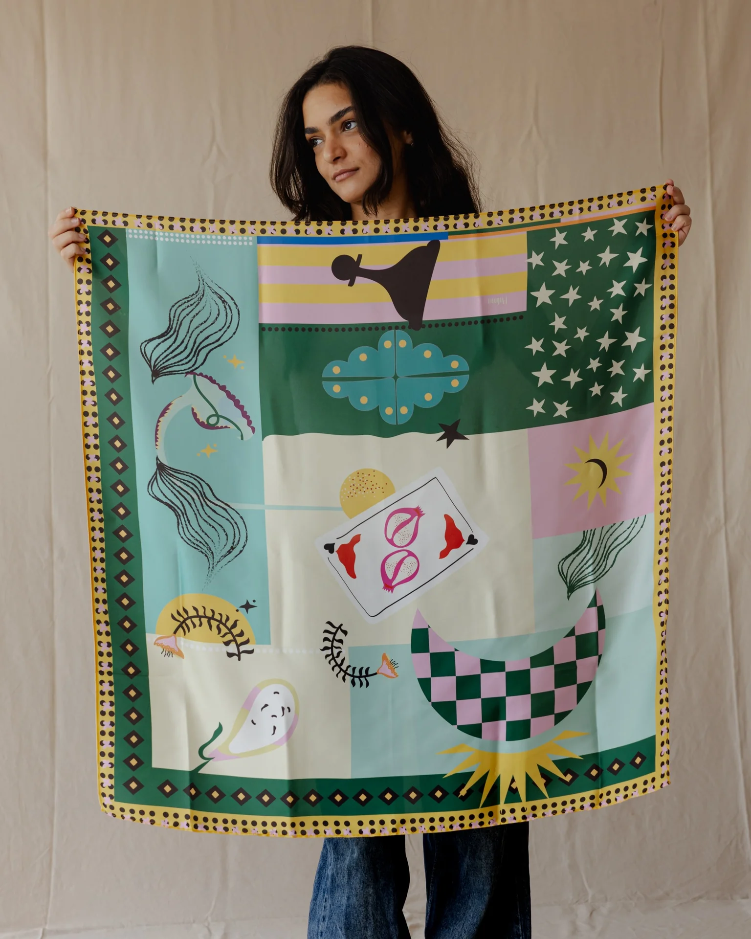 Game Night In Lime Wrap Scarf - Image 3