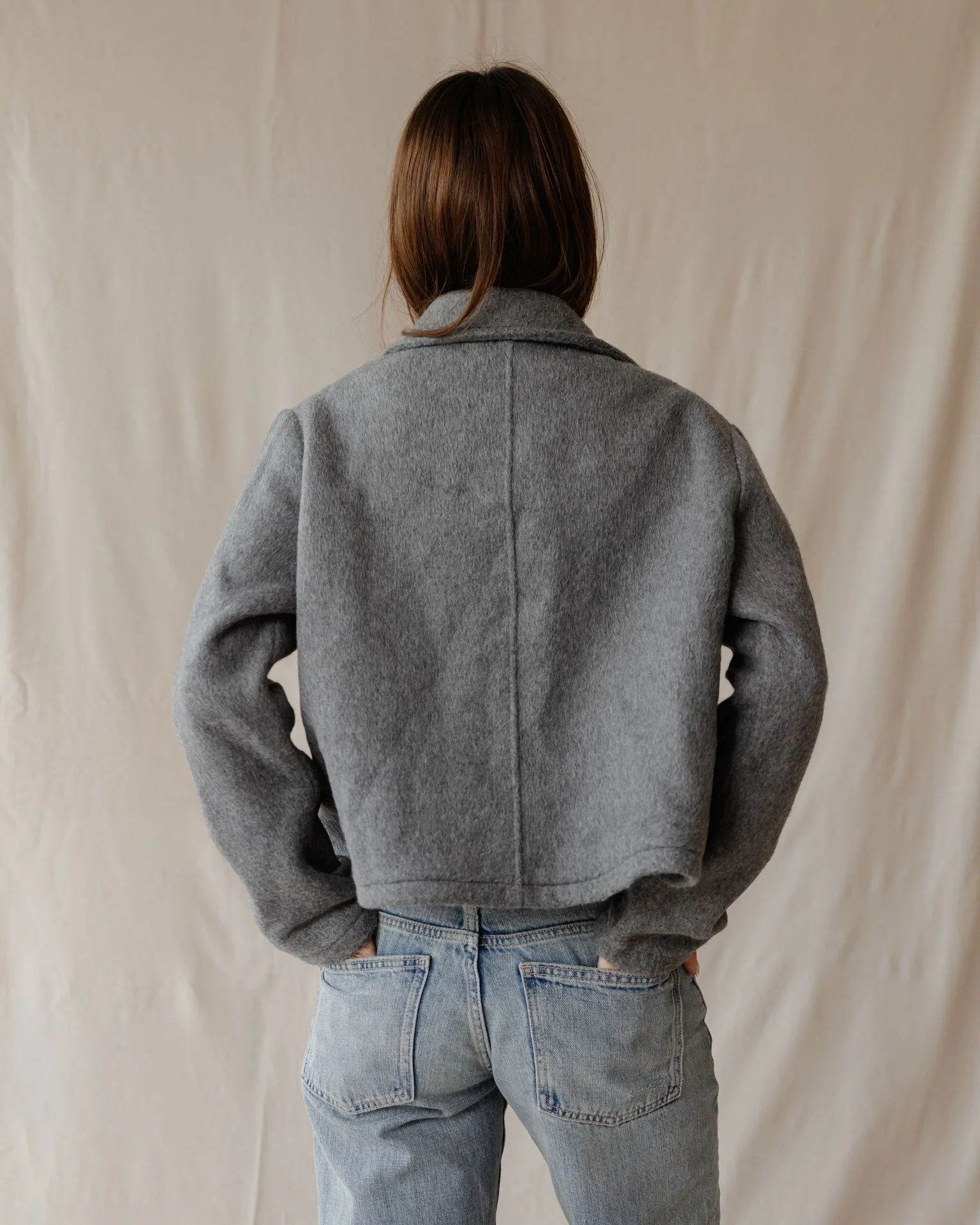 Grey Cropped Coat - Image 7