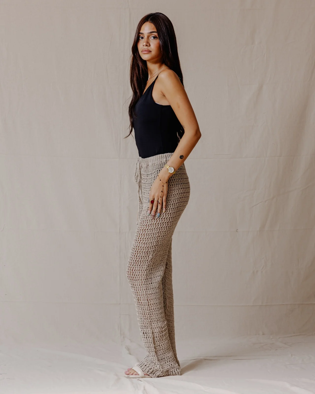 Handmade Crochet Pants Beige - Image 2