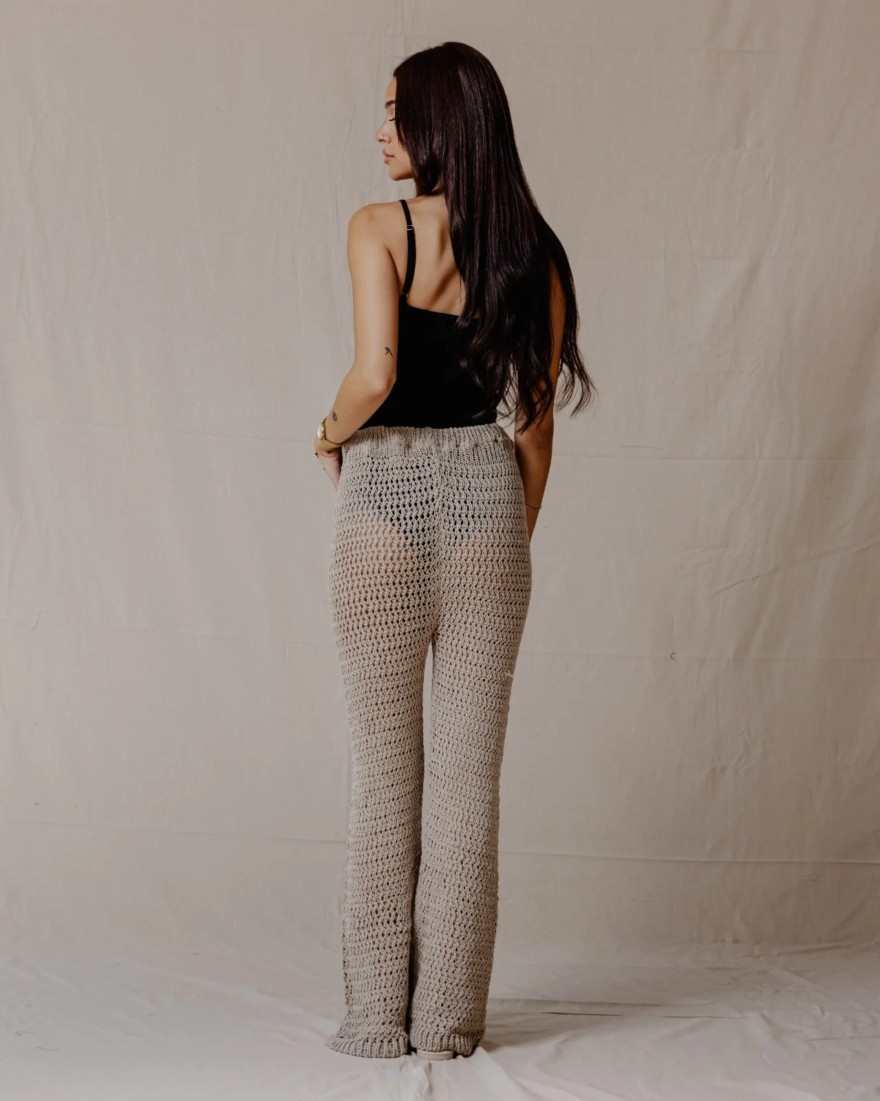 Handmade Crochet Pants Beige - Image 3