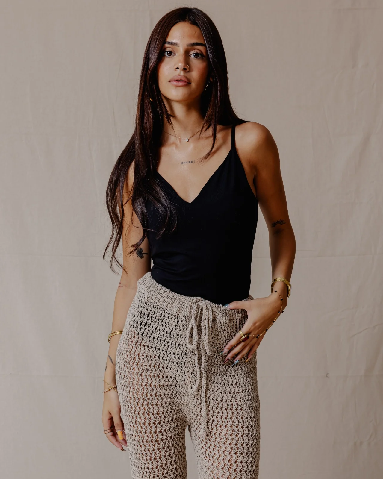 Handmade Crochet Pants Beige - Image 4