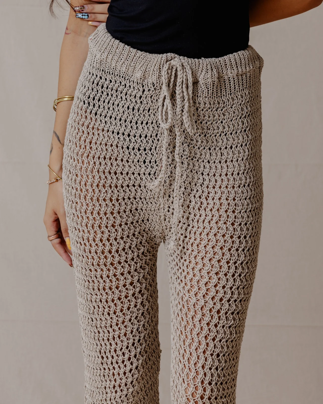 Handmade Crochet Pants Beige - Image 5