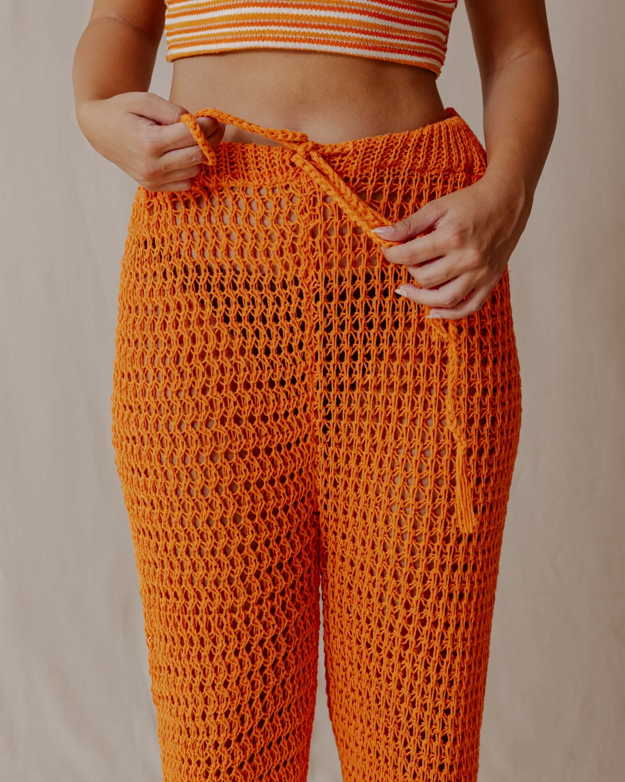 Handmade Crochet Pants Orange - Image 4