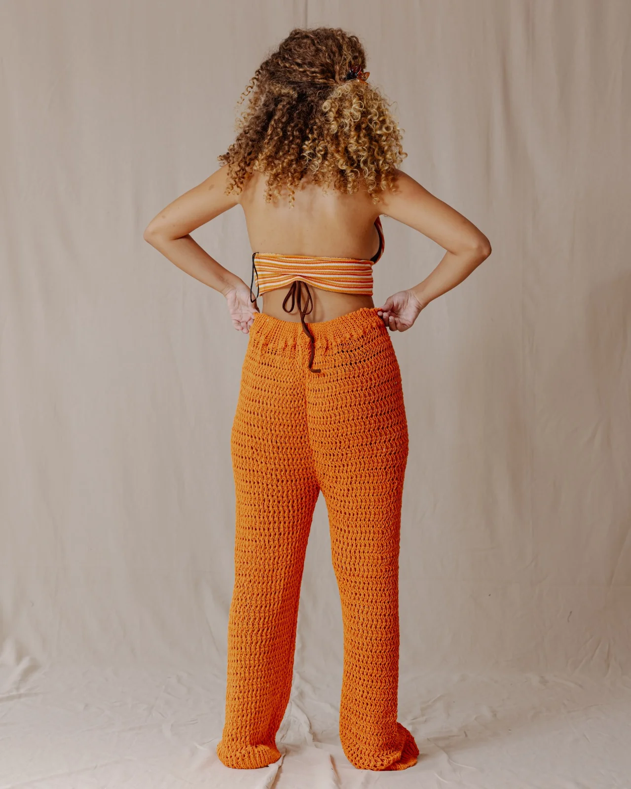 Handmade Crochet Pants Orange - Image 5