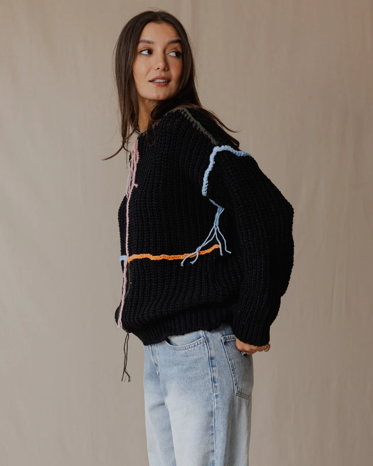 Handmade Loose Sweater Black - Image 4