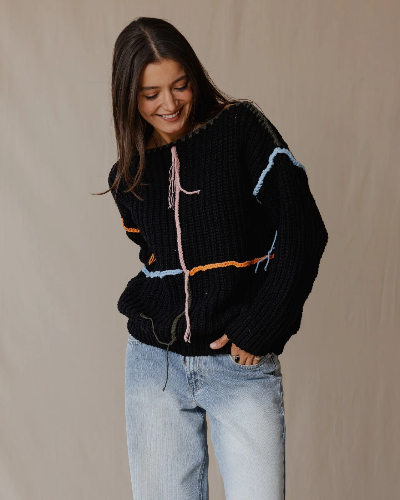 Handmade Loose Sweater Black - Image 5