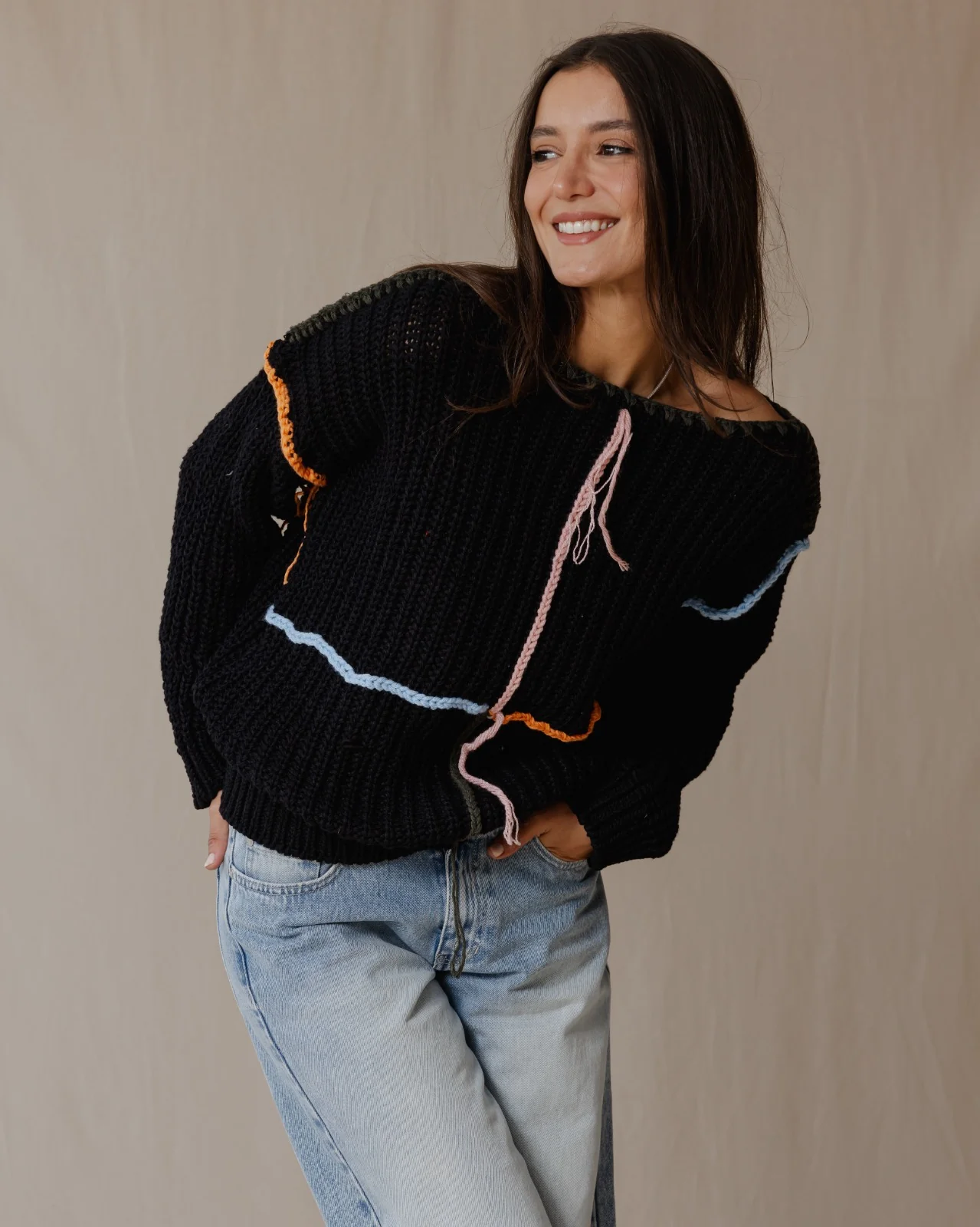 Handmade Loose Sweater Black - Image 6