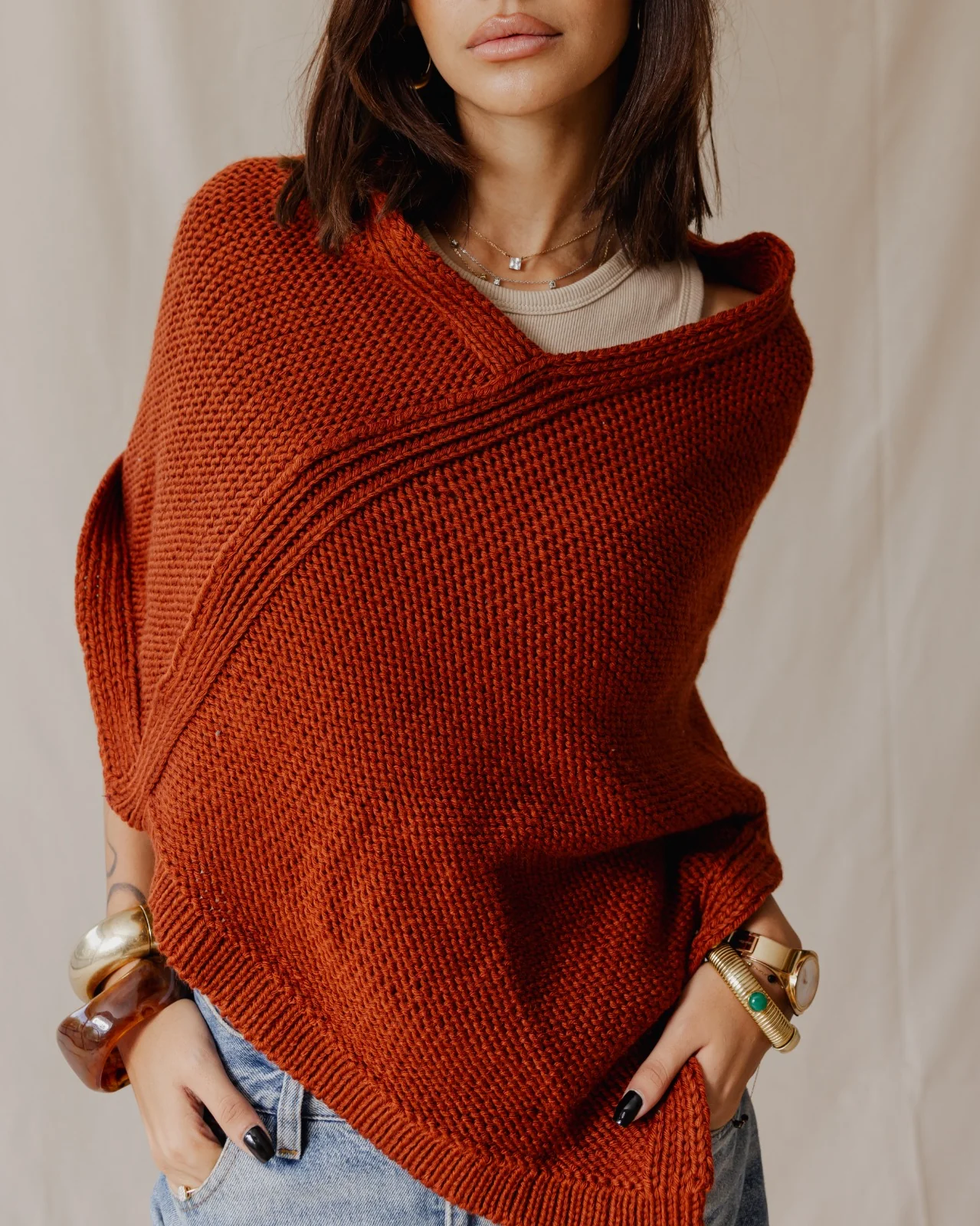 Handmade Poncho Scarf Havane - Image 4