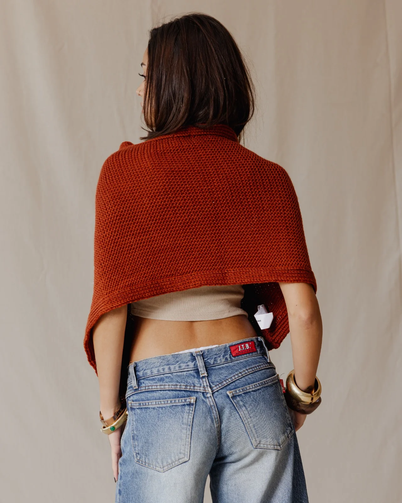 Handmade Poncho Scarf Havane - Image 5
