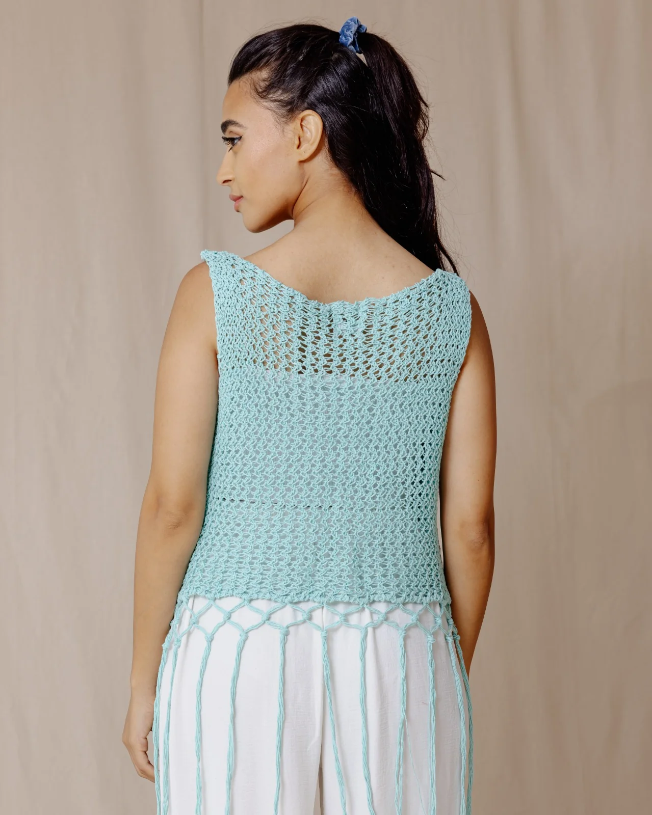 Handmade Trico Fringes Top Mint - Image 2