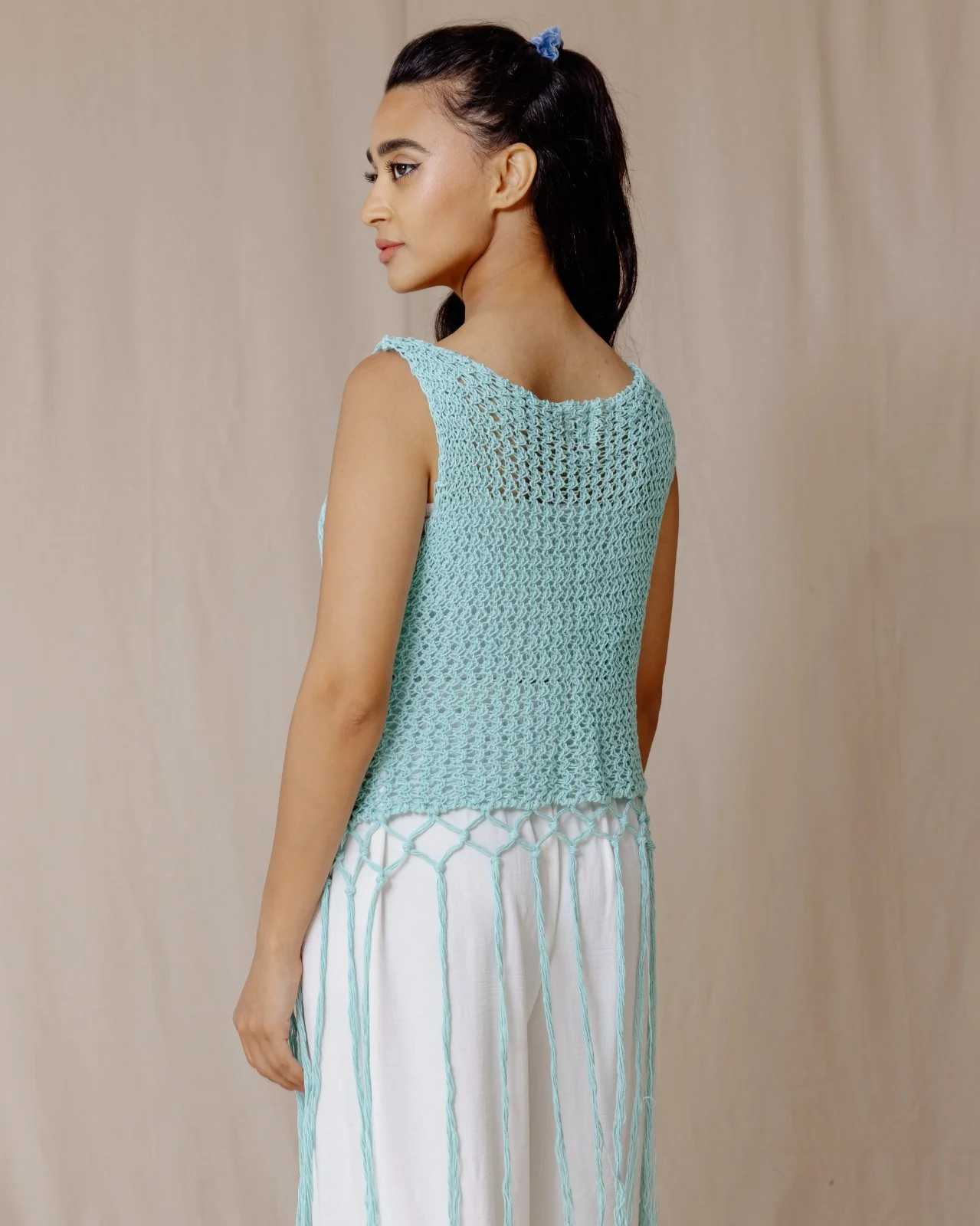 Handmade Trico Fringes Top Mint - Image 4