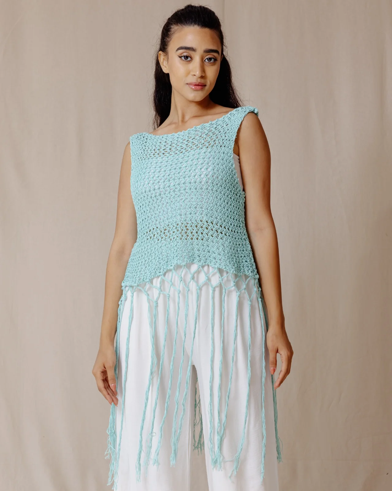 Handmade Trico Fringes Top Mint - Image 5