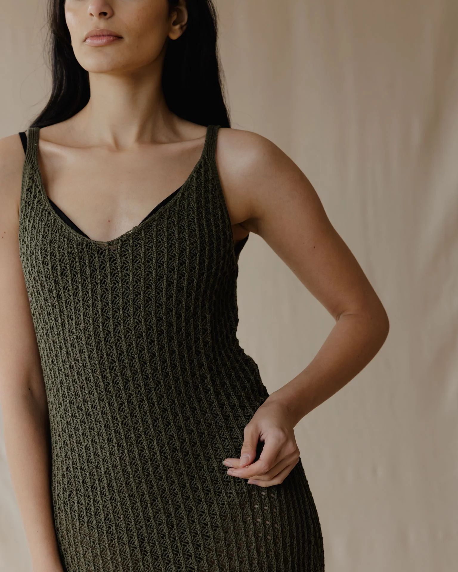 Haven Olive Knit Dress - Image 2