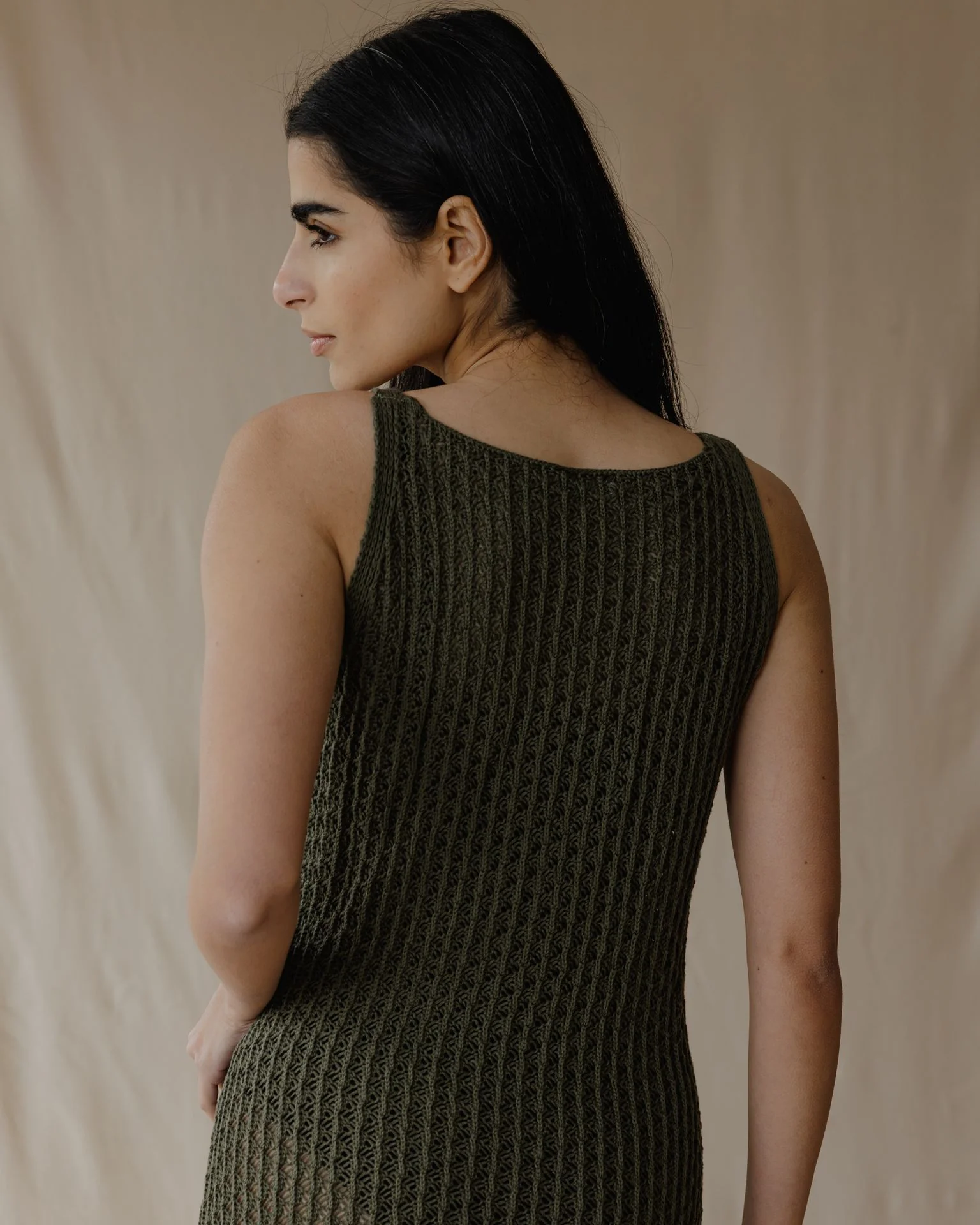 Haven Olive Knit Dress - Image 3