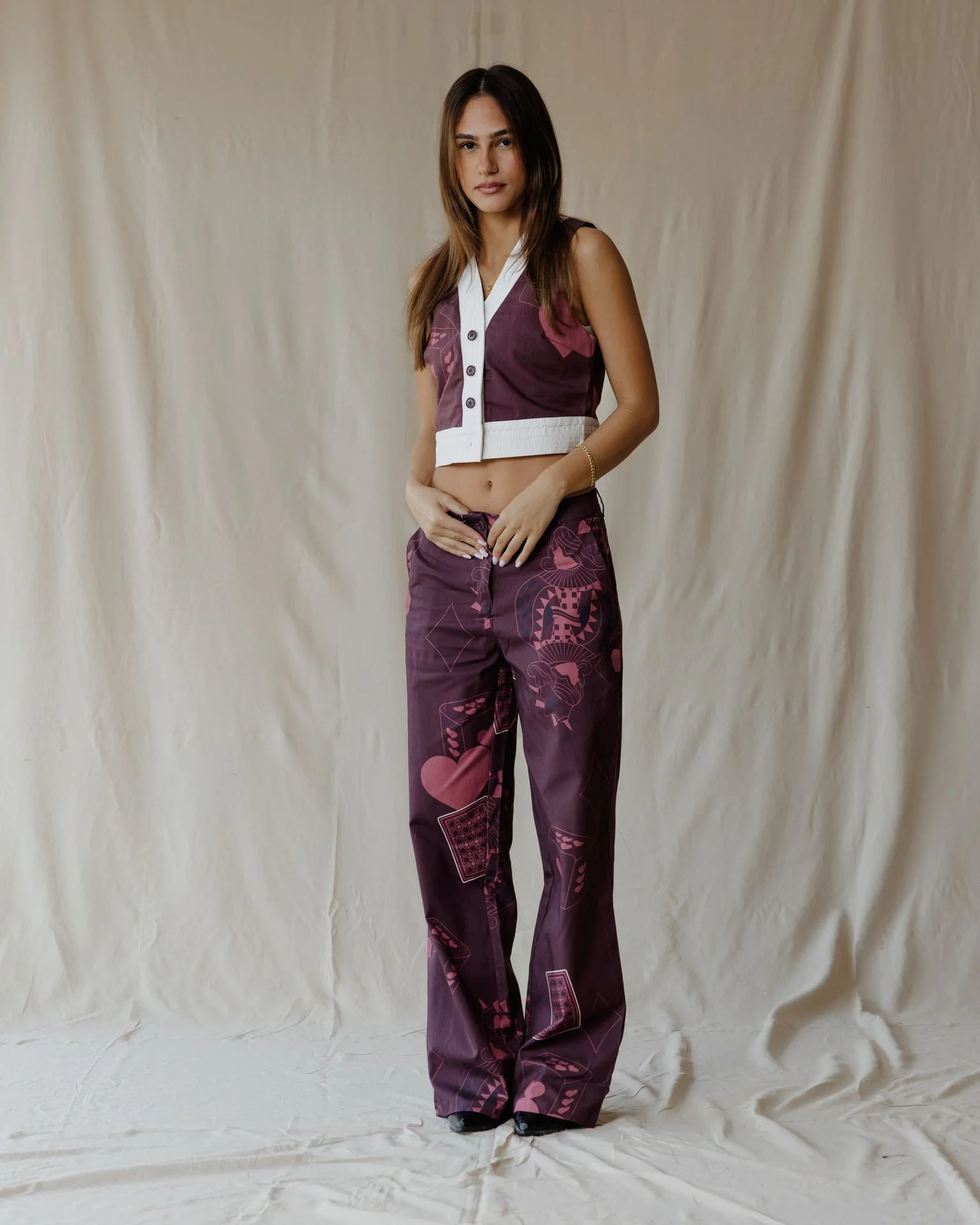 Hearts on Deck Burgundy Set