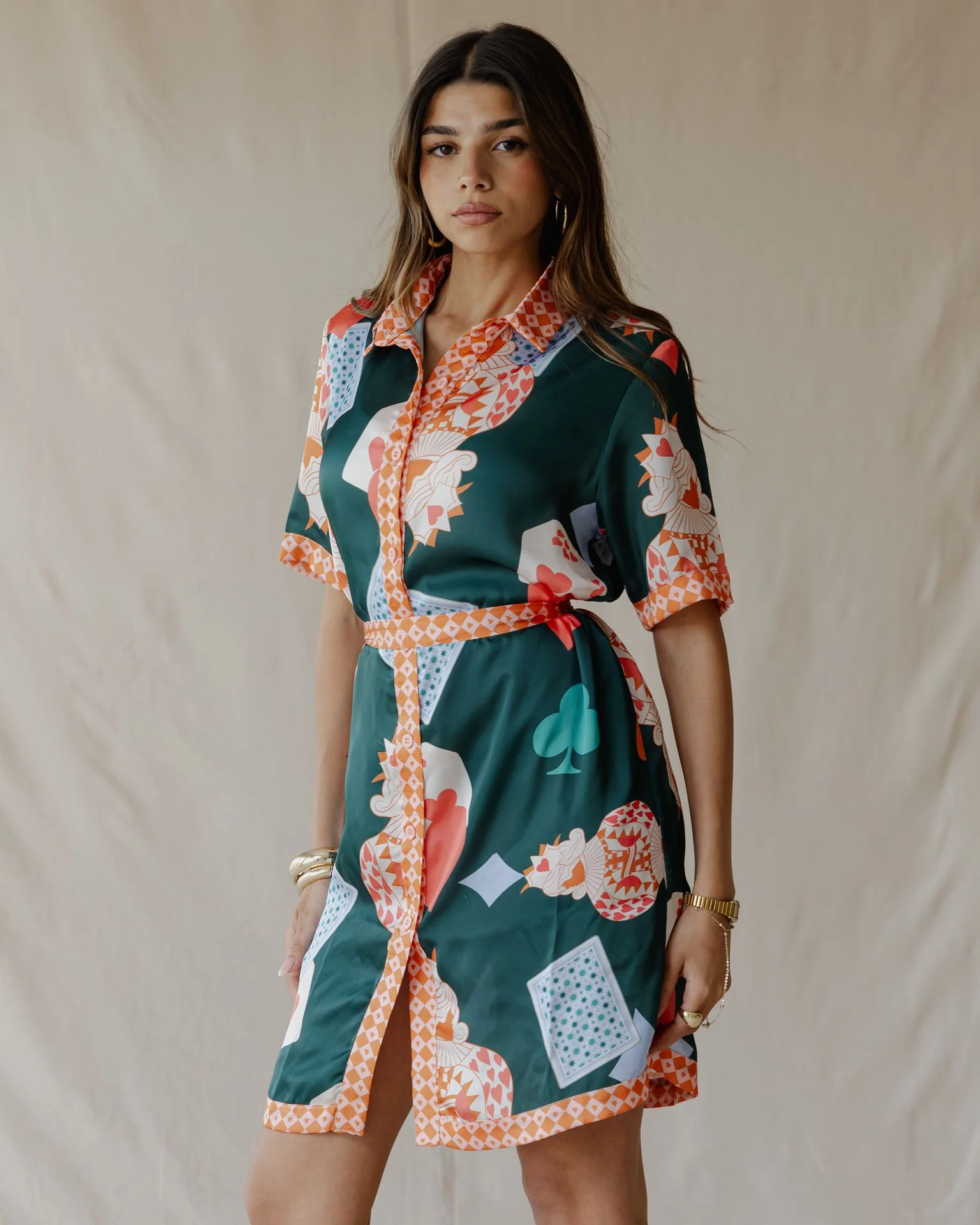 Hearts On Deck Satin Shirt Dress - Image 2