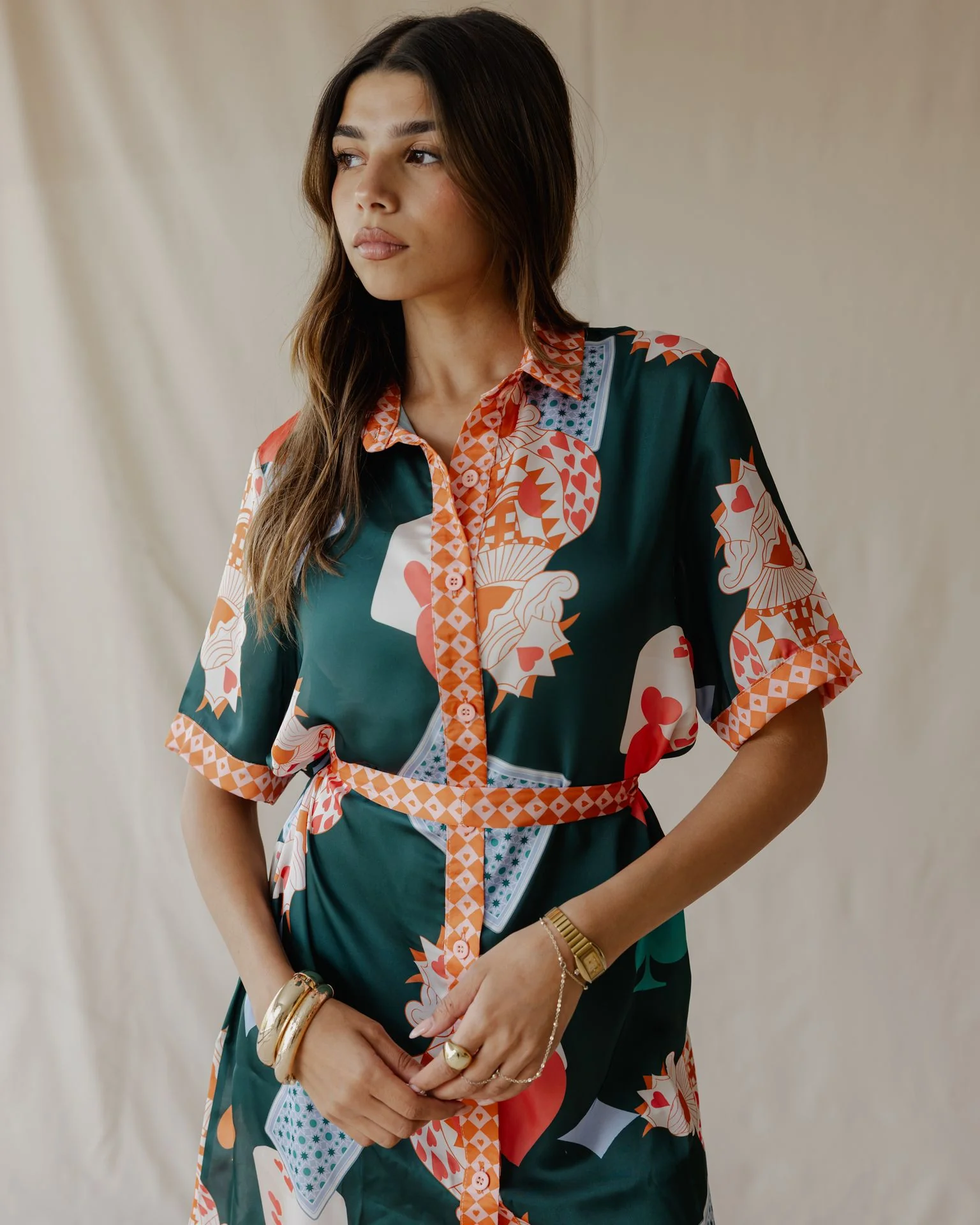 Hearts On Deck Satin Shirt Dress - Image 3