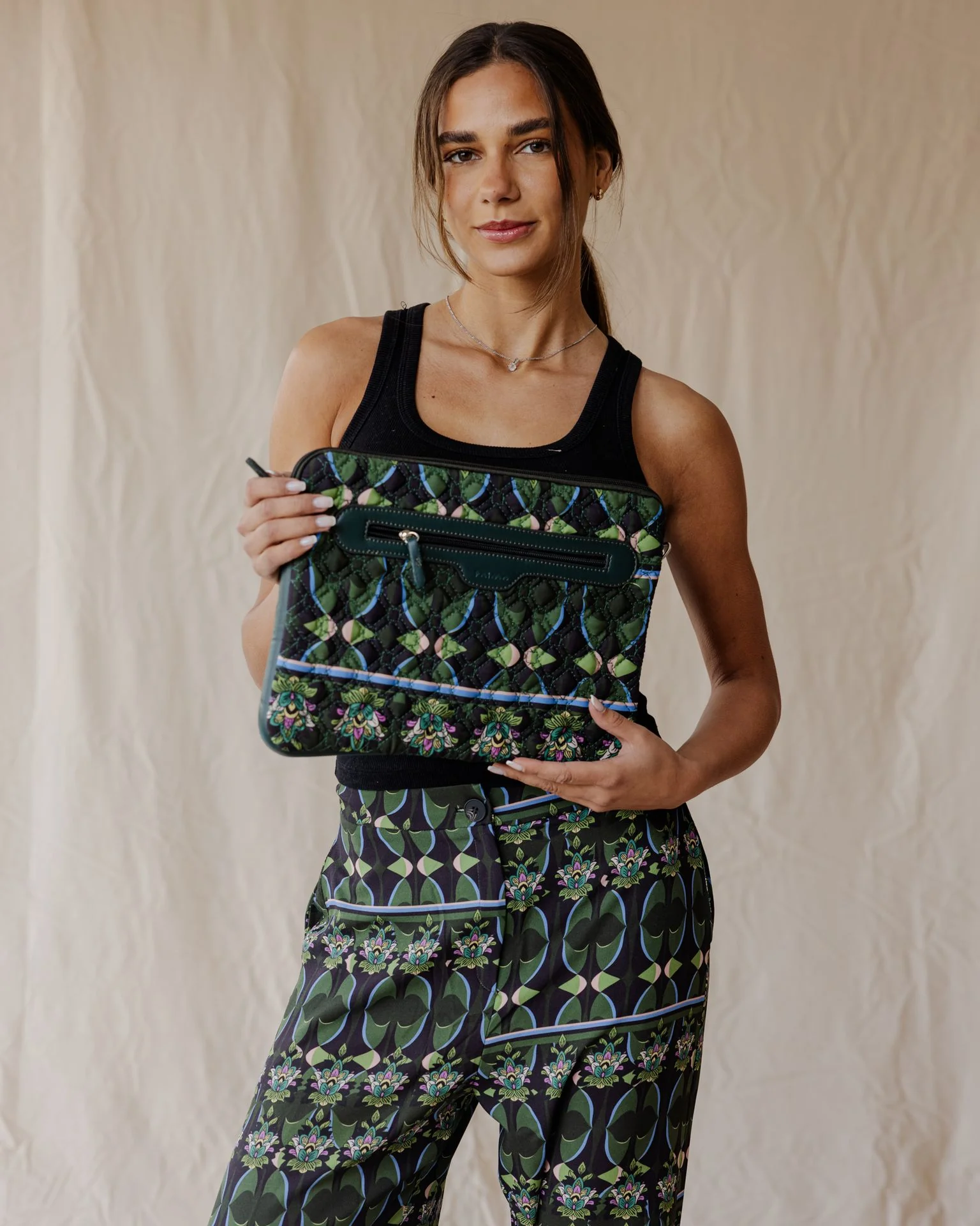 Indian Vibes In Greens Quilted Sleeve