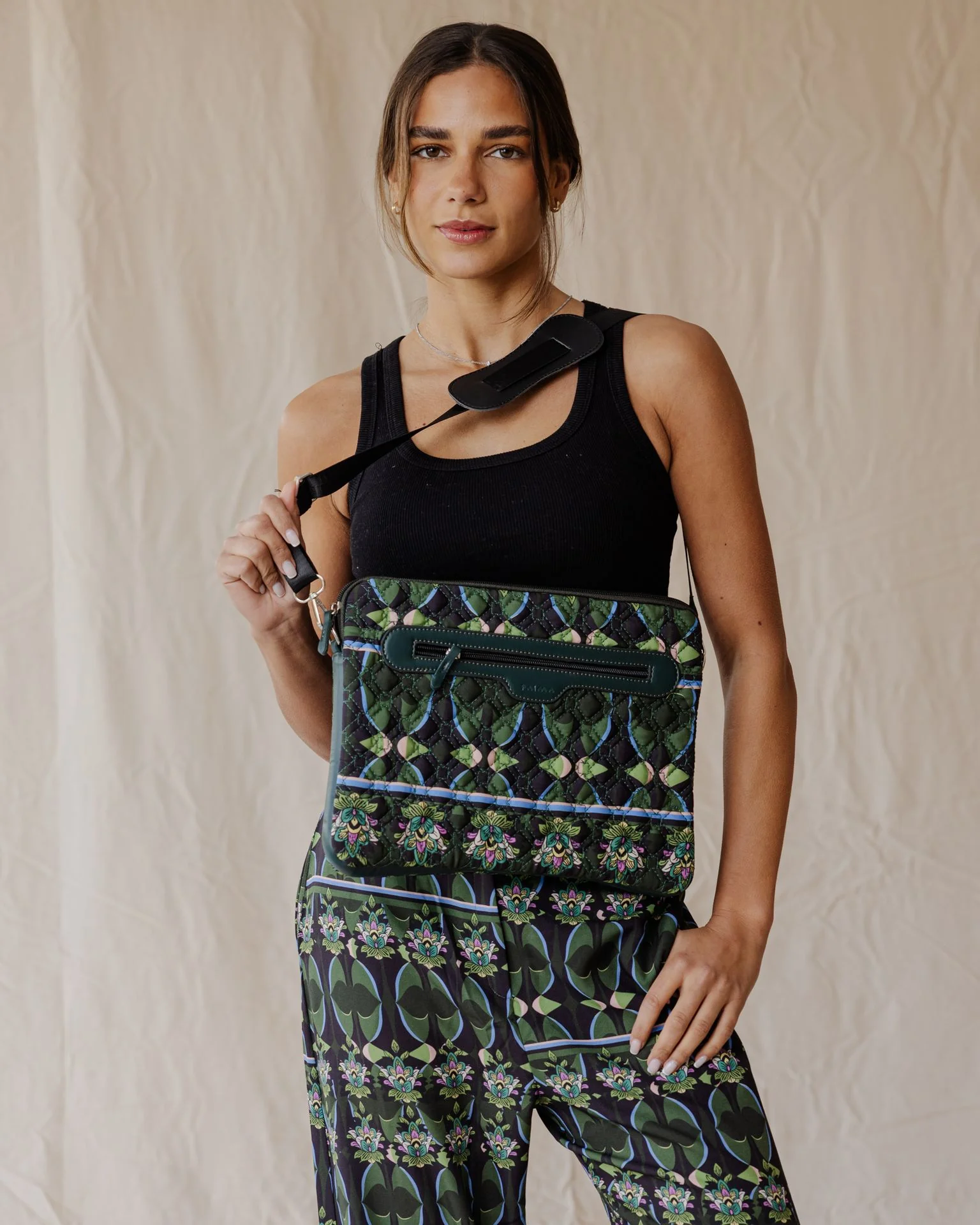 Indian Vibes In Greens Quilted Sleeve - Image 2