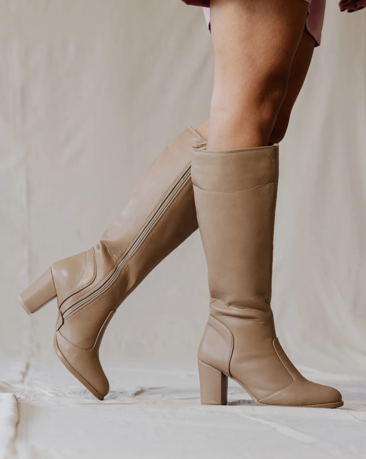 Knee High Leather Boots Cafe - Image 3
