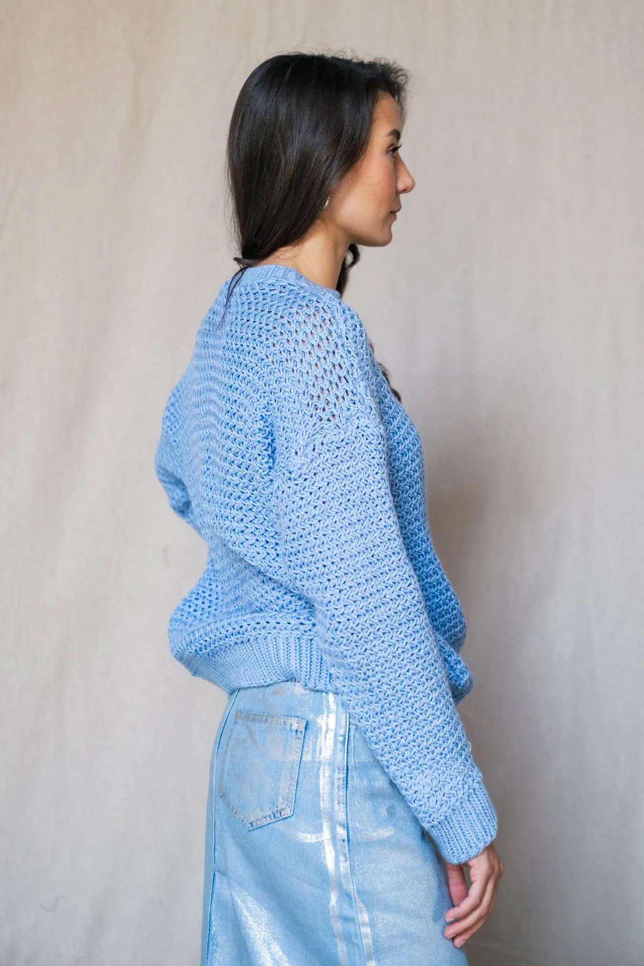Knitted Sweater In Baby Blue - Image 3