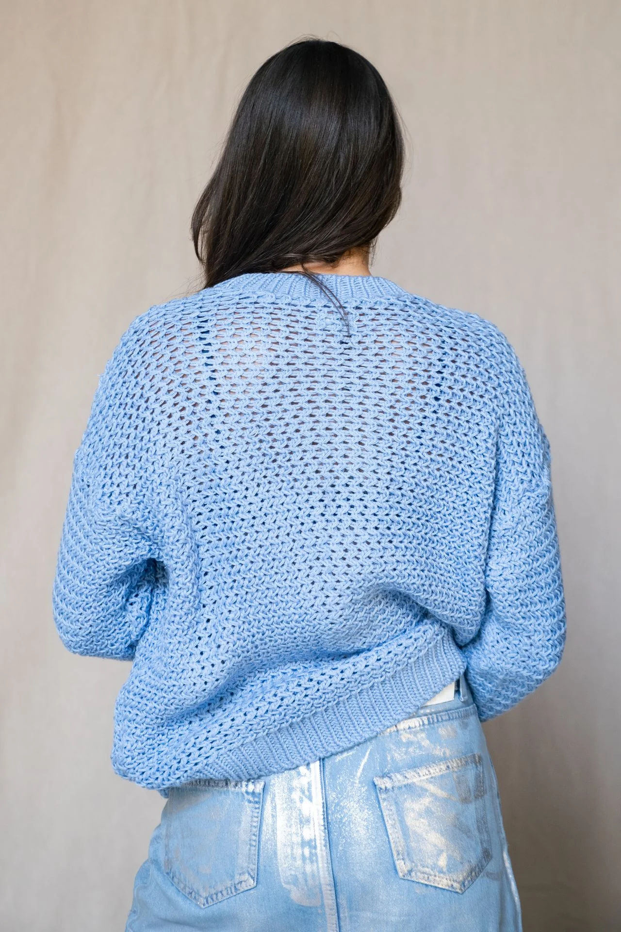 Knitted Sweater In Baby Blue - Image 4
