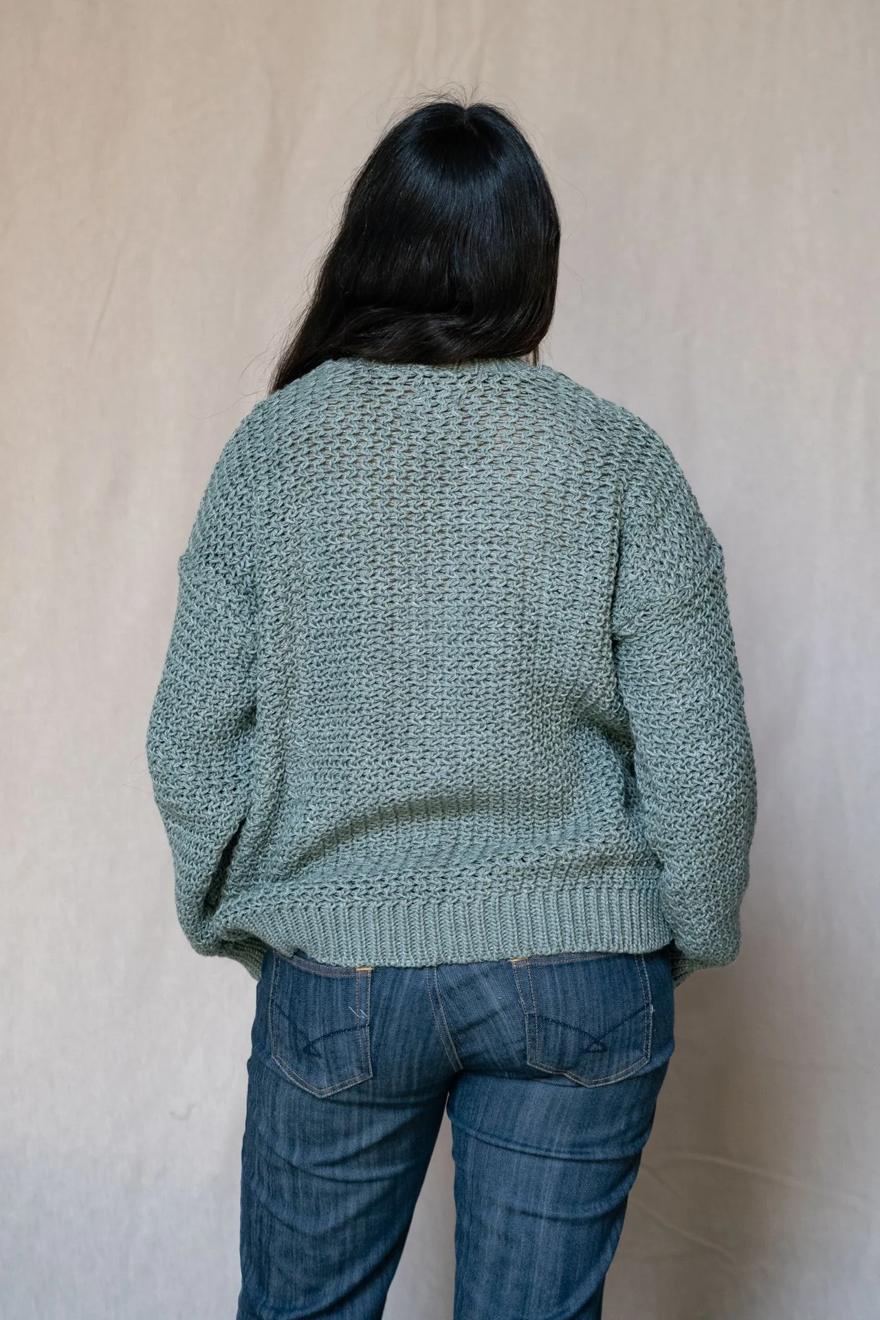 Knitted Sweater In Greenish Grey - Image 3