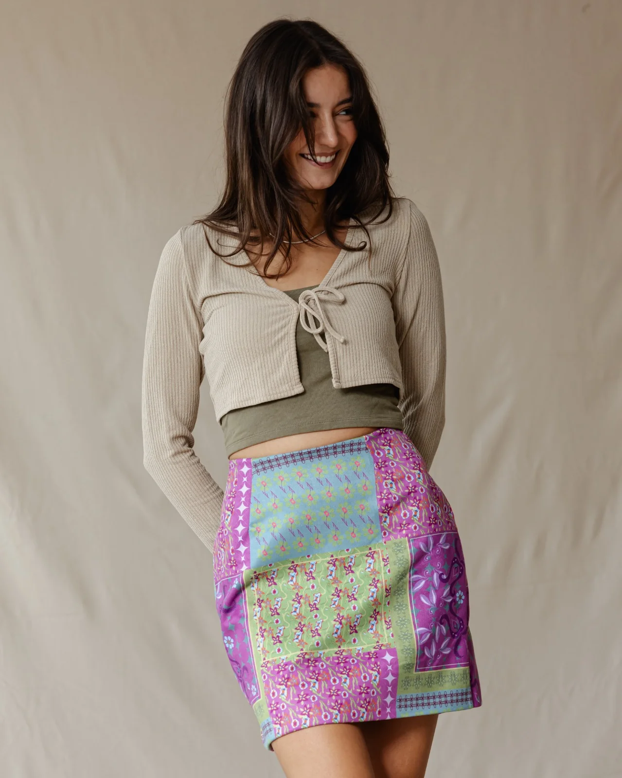 Lavender Blossoms Suede Skirt - Image 2