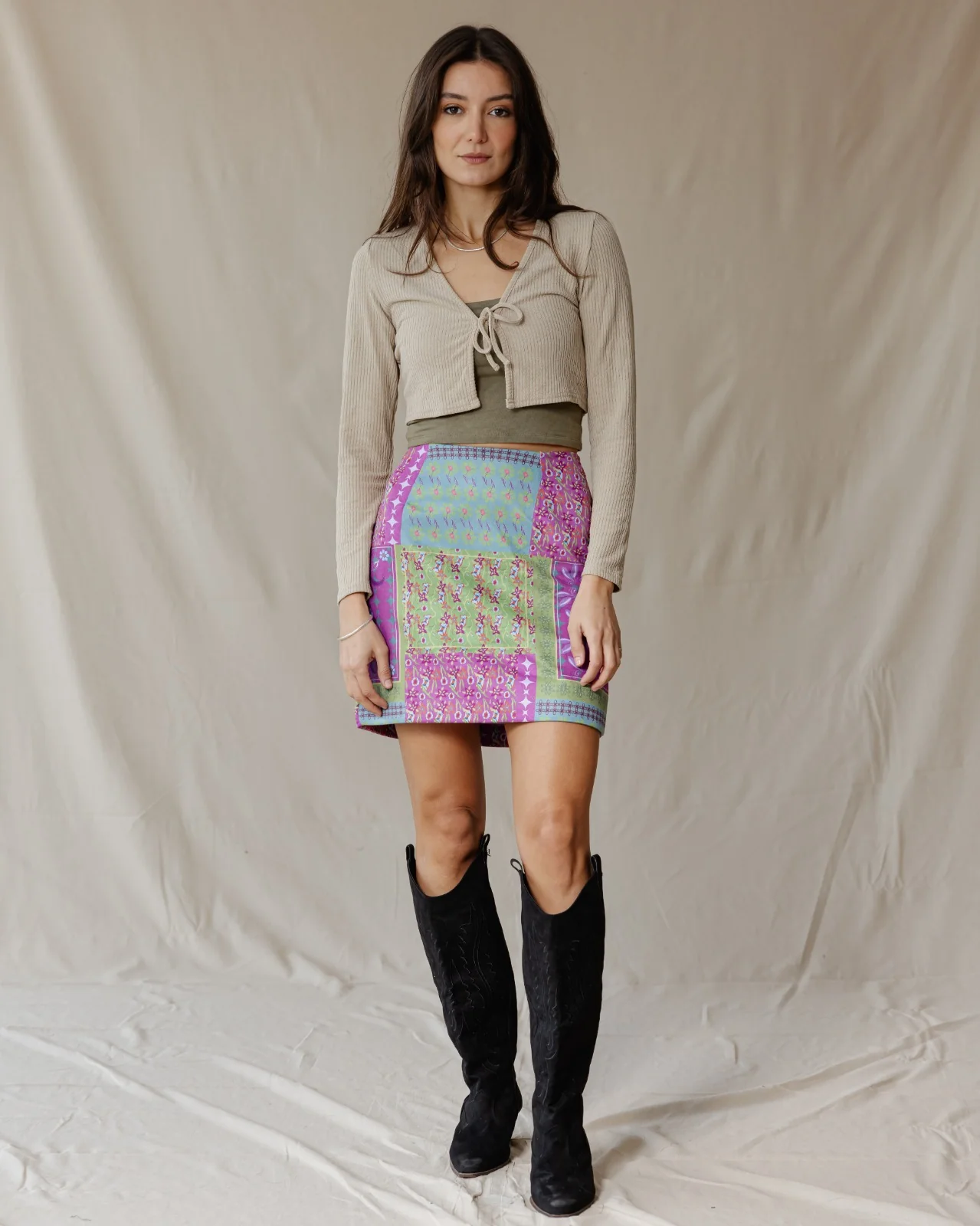 Lavender Blossoms Suede Skirt - Image 3