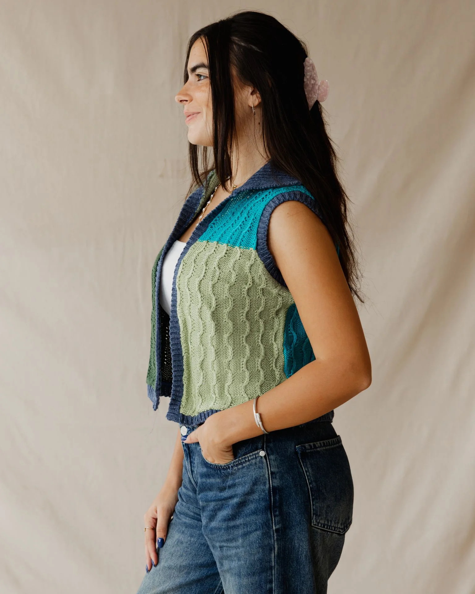 Lyra Navy Knit Vest - Image 3