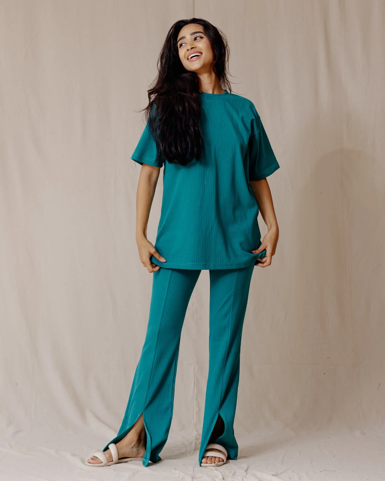 Mila Ribbed Set Teal - Image 4