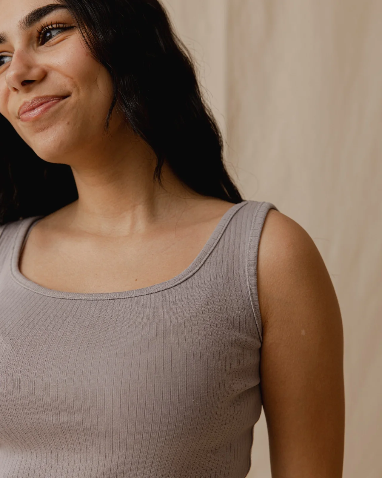 Minimal Ribbed Dress Lilac - Image 4