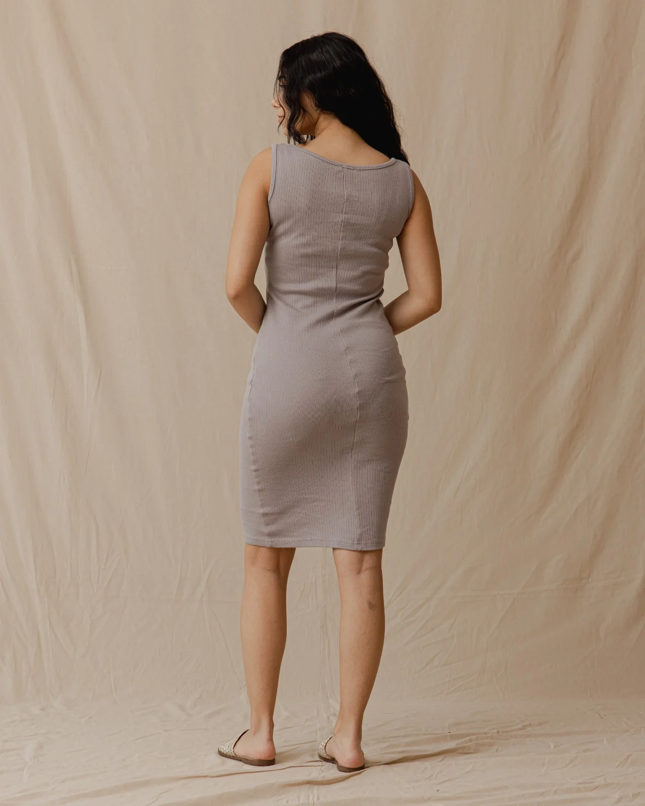 Minimal Ribbed Dress Lilac - Image 5