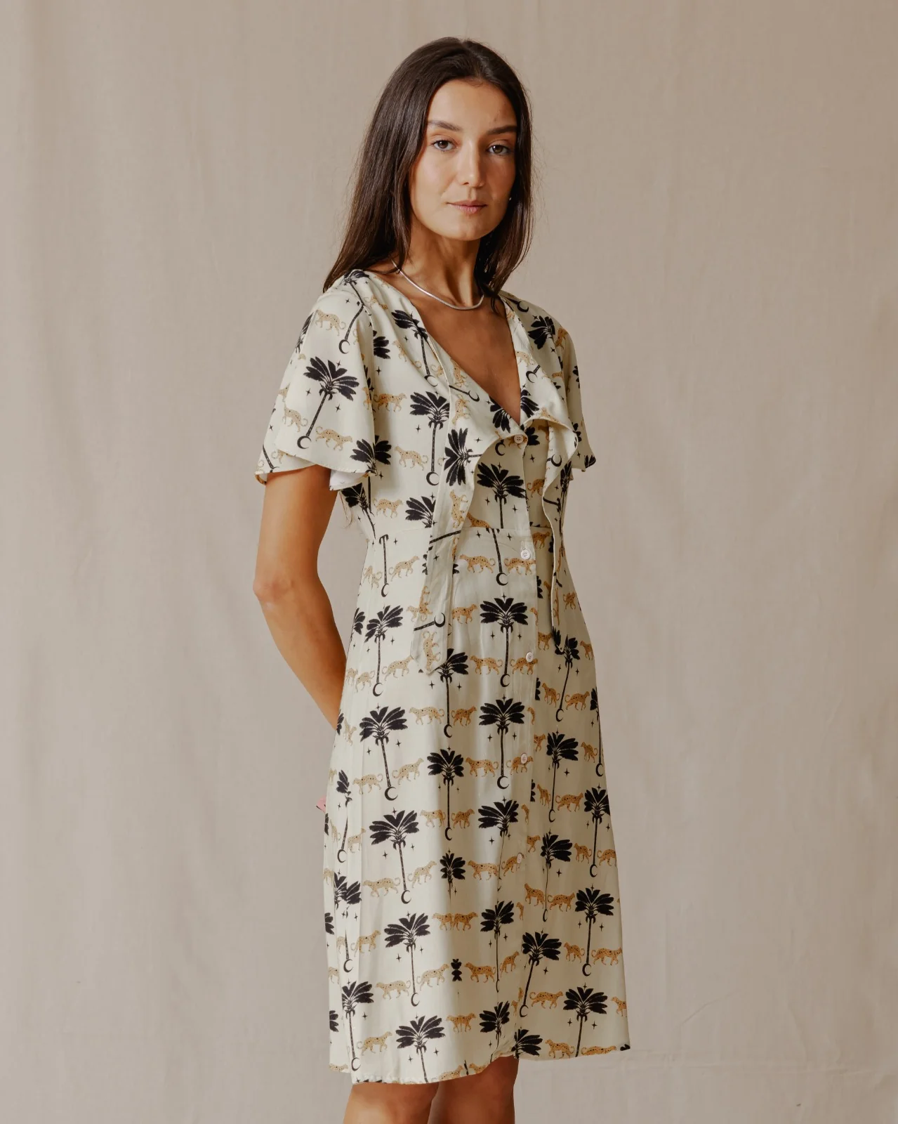 Oasis Glam Dress Beige - Image 2