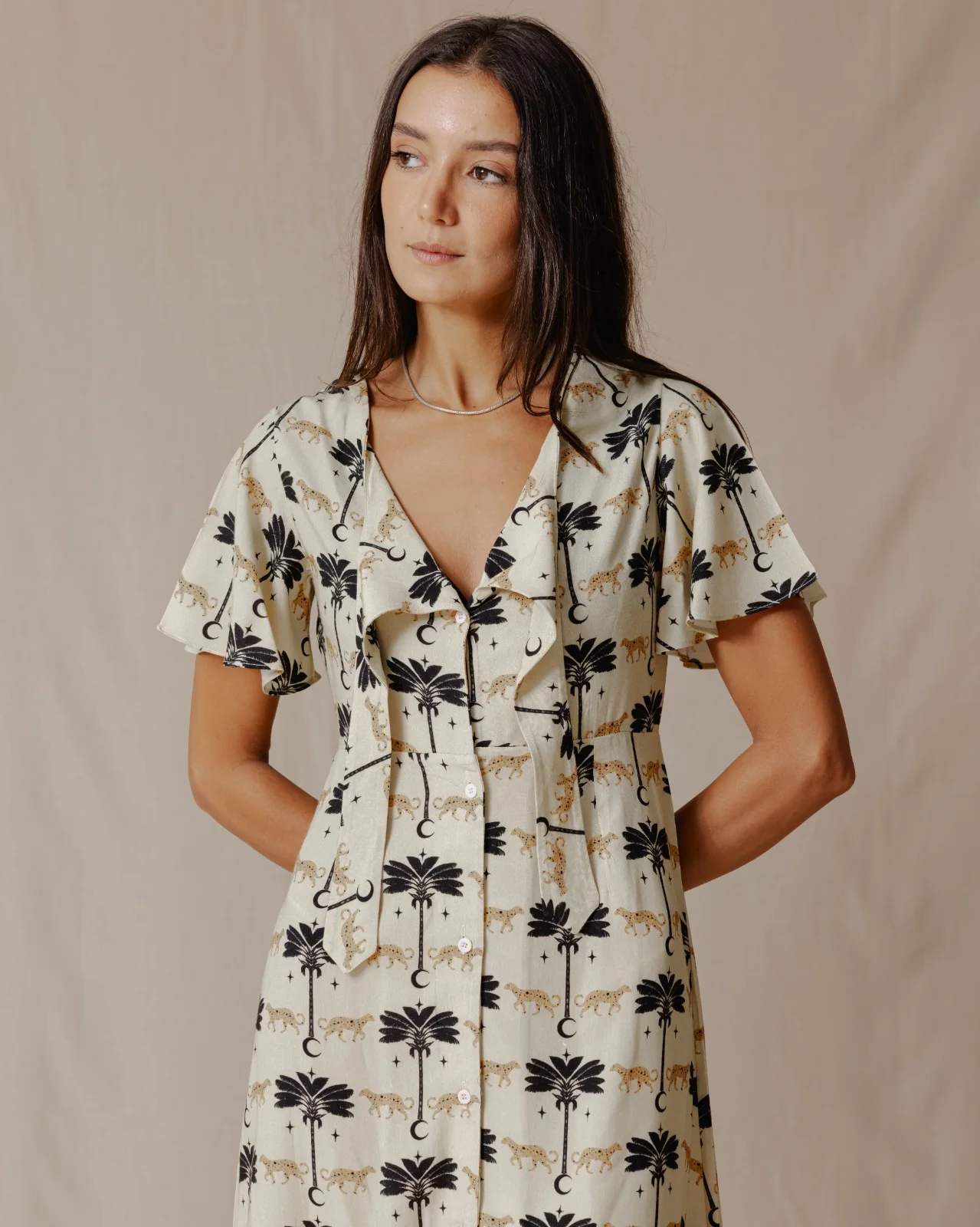 Oasis Glam Dress Beige - Image 4