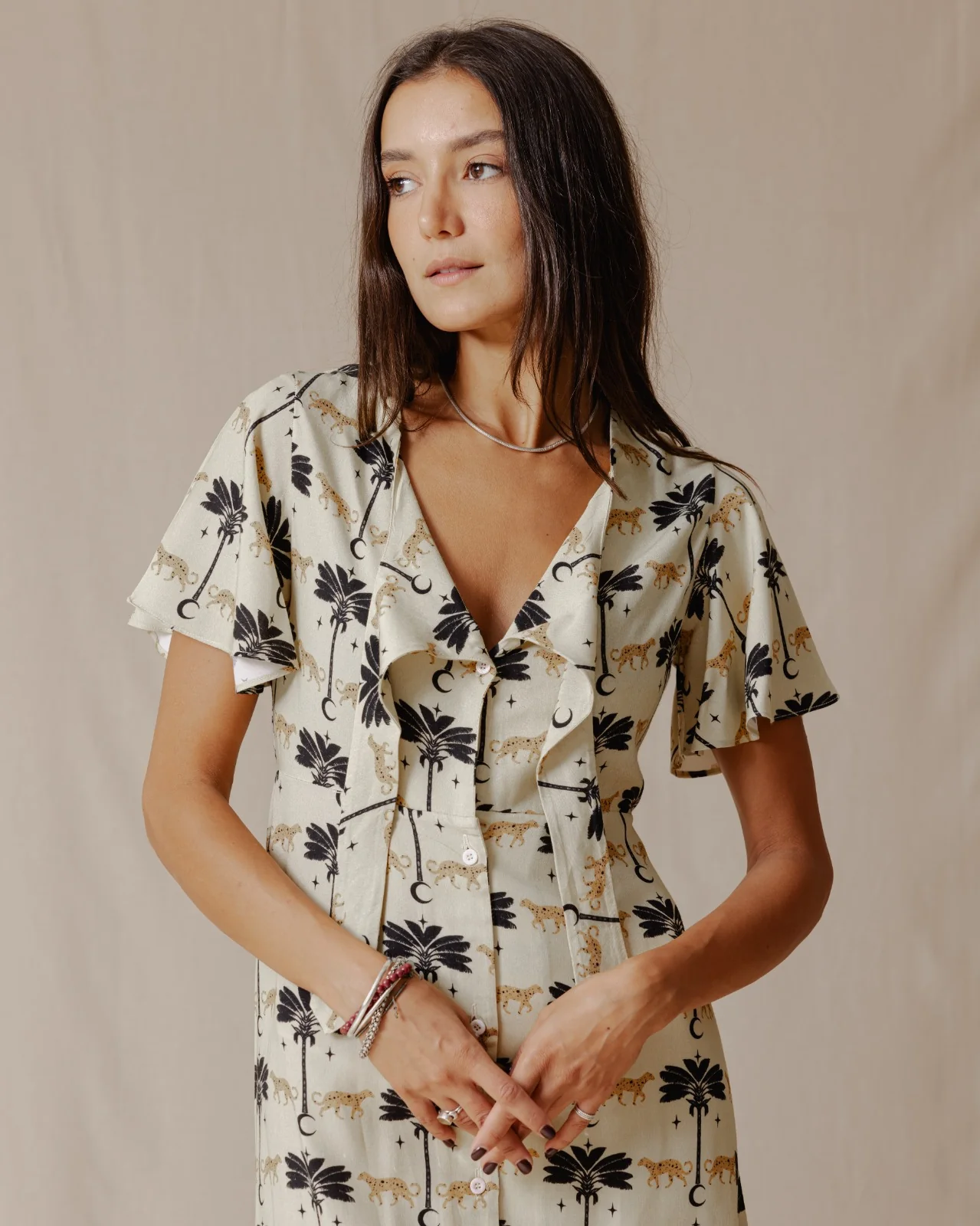 Oasis Glam Dress Beige - Image 5