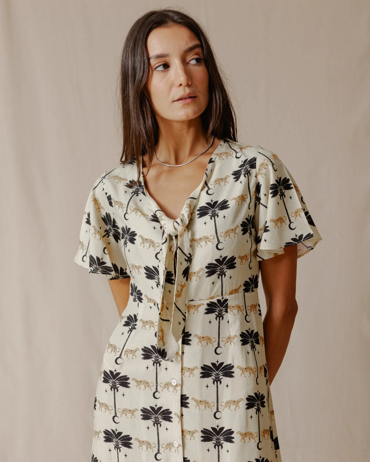 Oasis Glam Dress Beige - Image 6