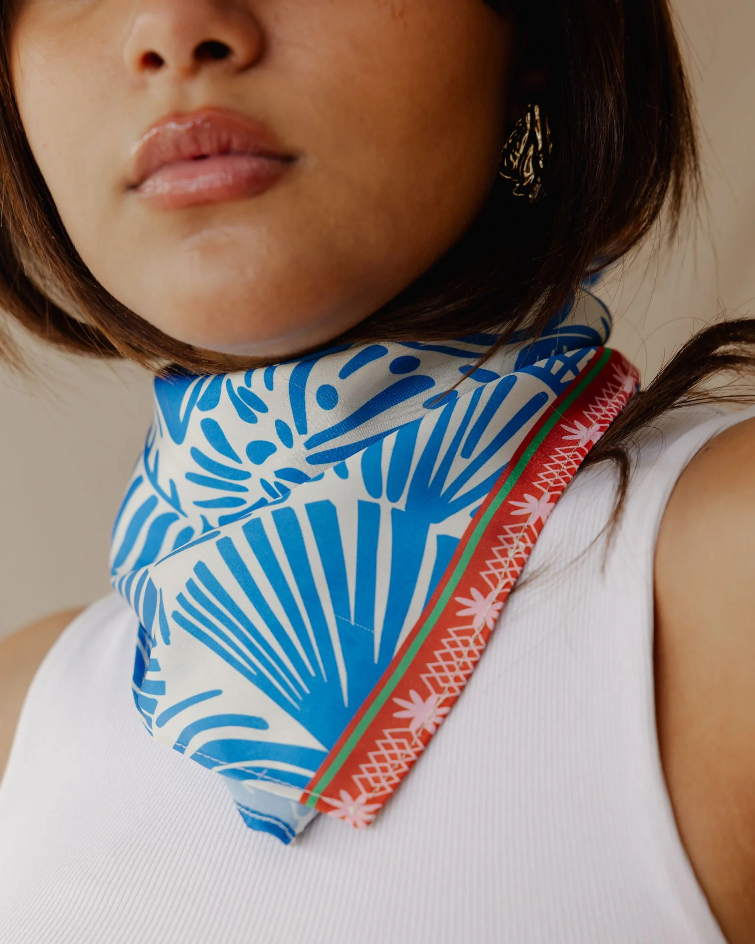 Ocean Treasures Scarf Blue X Off-White - Image 3