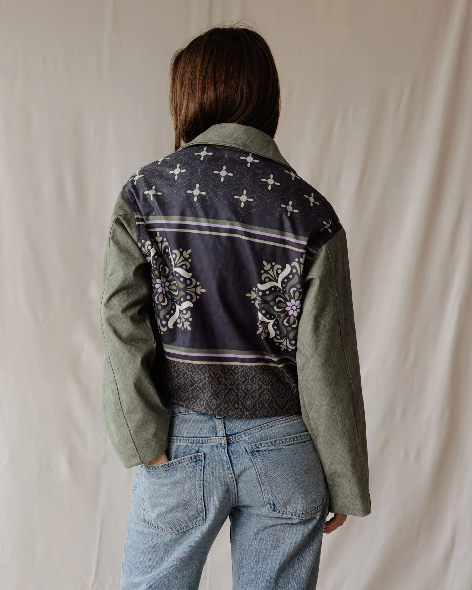 Olive Arabesque Suede Jacket - Image 5