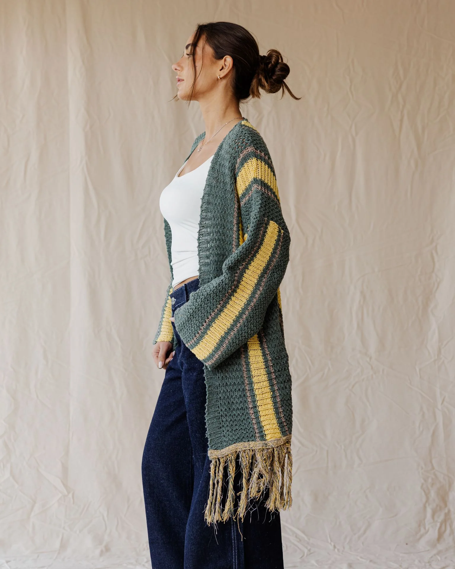 Olive Grove Fringe Cardigan - Image 4
