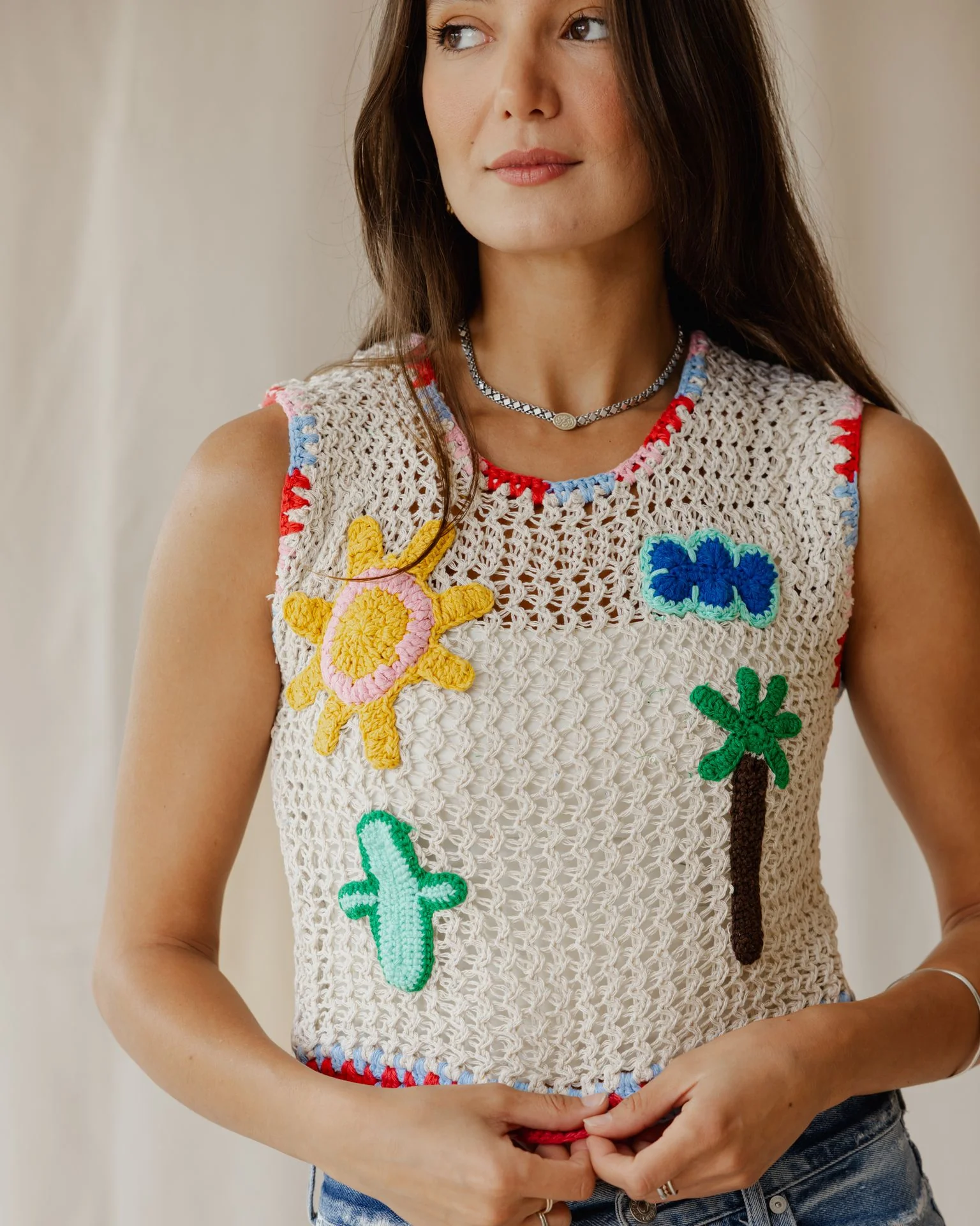 Palm Play Crochet Top - Image 3