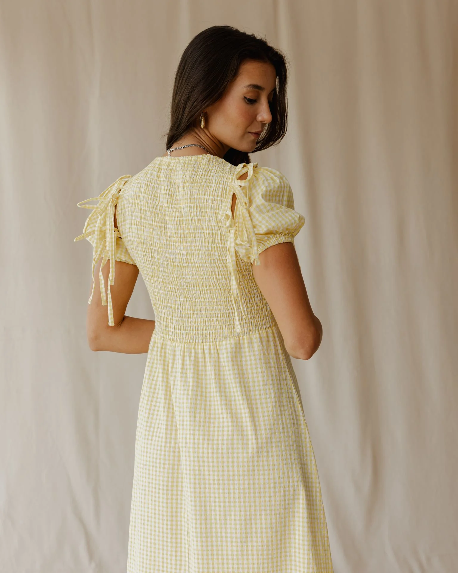 Pastel Picnic Yellow Dress - Image 4