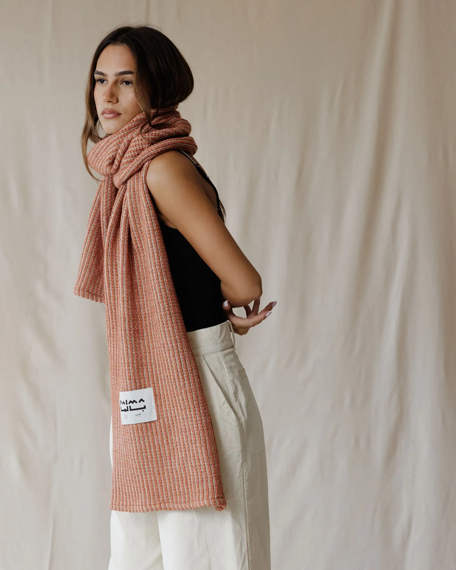 Peach Grid Winter Scarf - Image 4