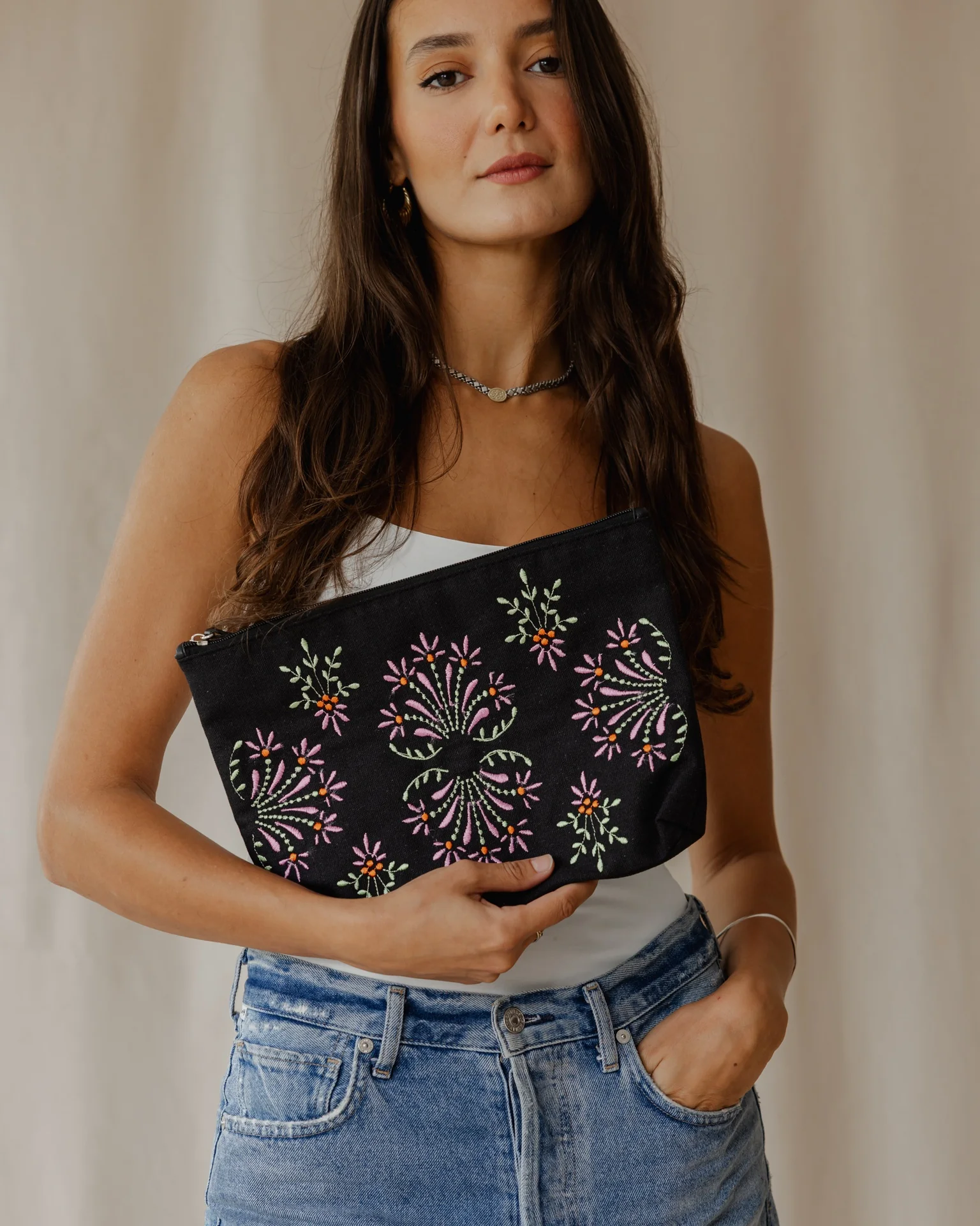 Petal Pop Embroidered Pouch