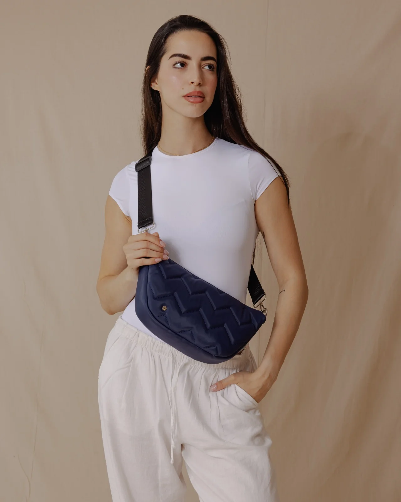 Quilted Sling Bag Petroleum - Image 4