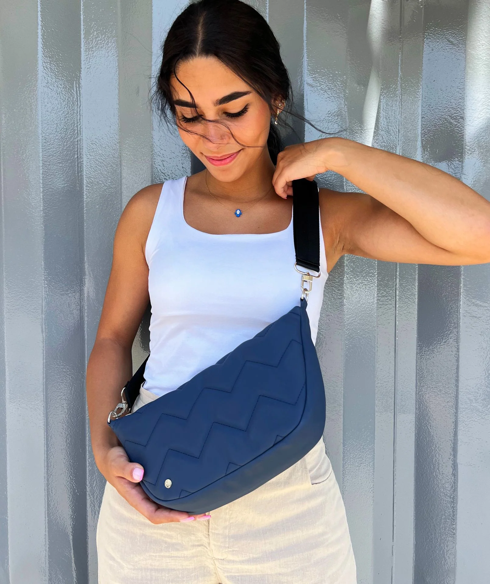 Quilted Sling Bag Petroleum - Image 5