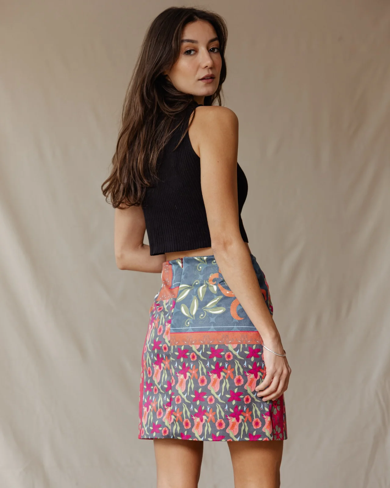 Red Blossoms Suede Skirt - Image 4