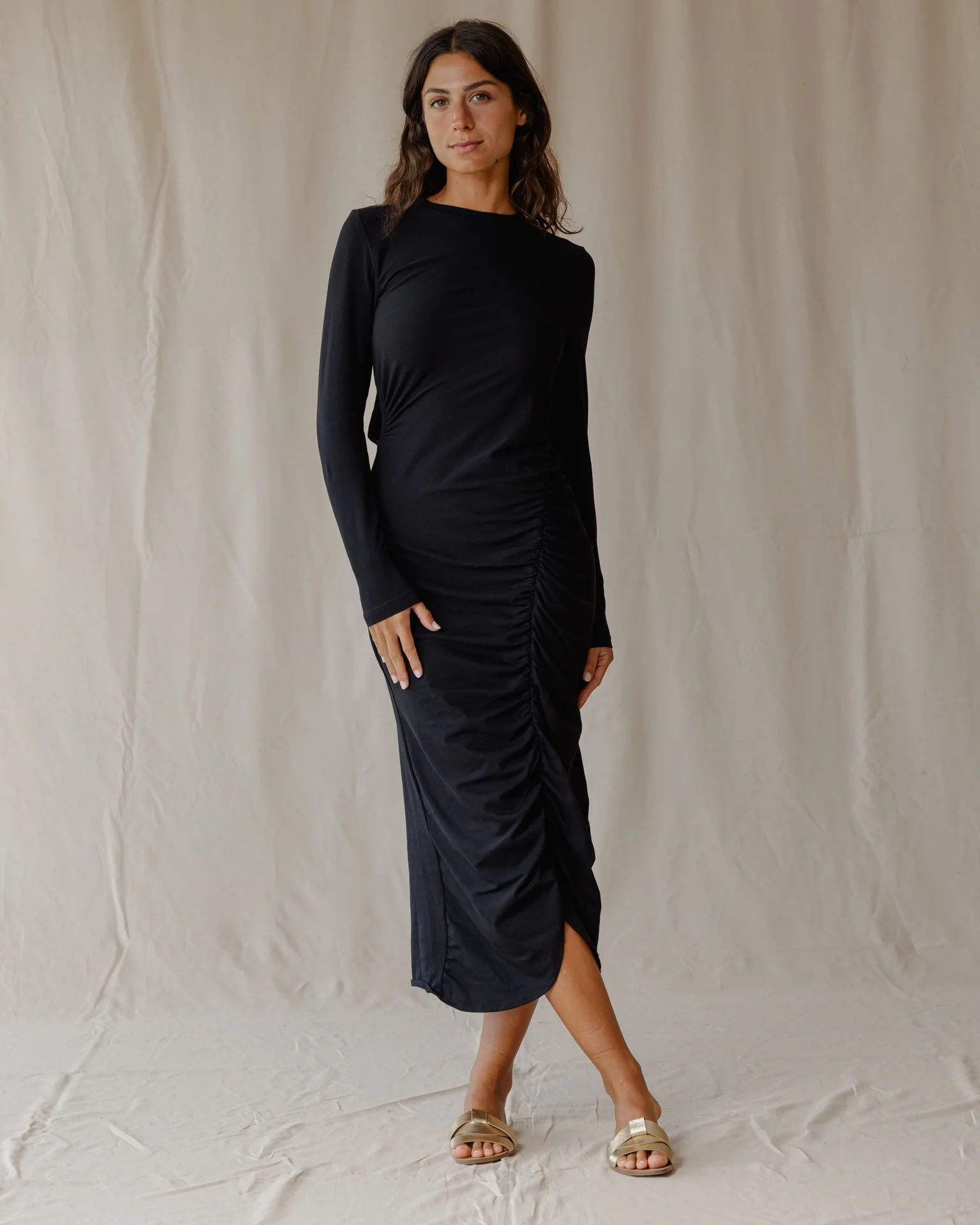 Ruched Dress In Black